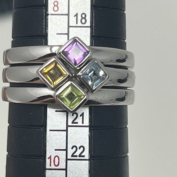 925 Silver set of 3 stackable rings, size 9 - Picture 1 of 6